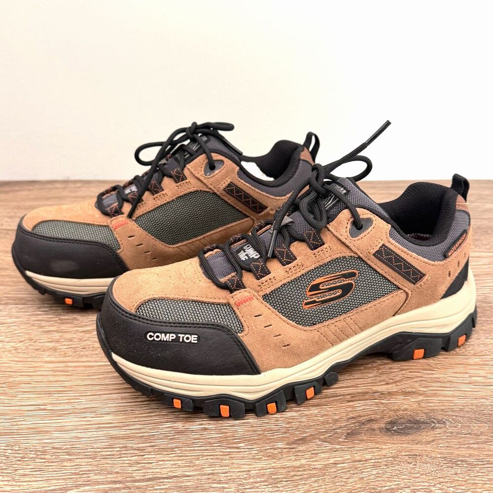 Skechers Work Greetah Comp Toe Waterproof EH Shoes Brown Mens 7.5 EU 40